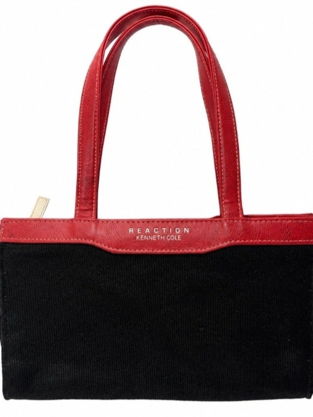 Y2KKenneth Cole Reaction Canvas Red Leather Mini Tote Shoulder Bag Zip Top